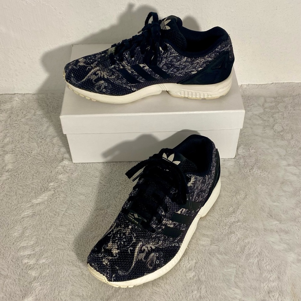 Adidas ZX Flux Black Floral Sneakers Women’s Size 6.5